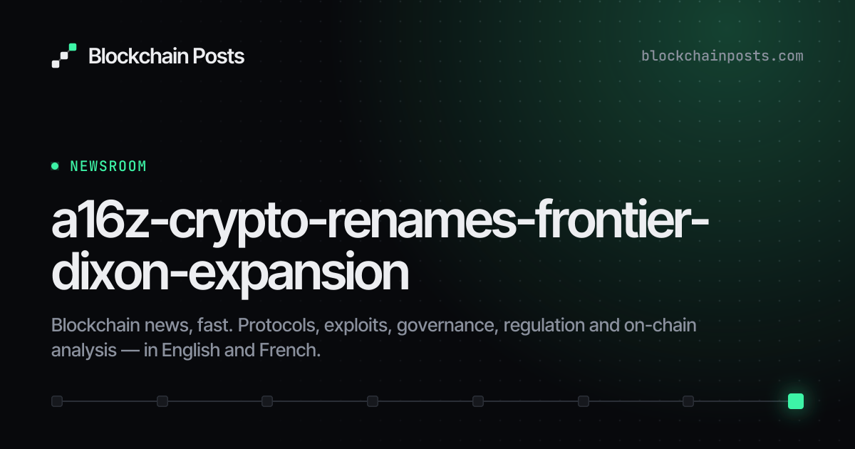 a16z renames crypto fund to a16z Frontier, widens scope to AI and ...